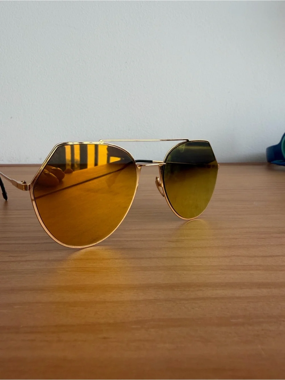 Fendi Gold Frame with Brown Lenses Women's Sunglasses